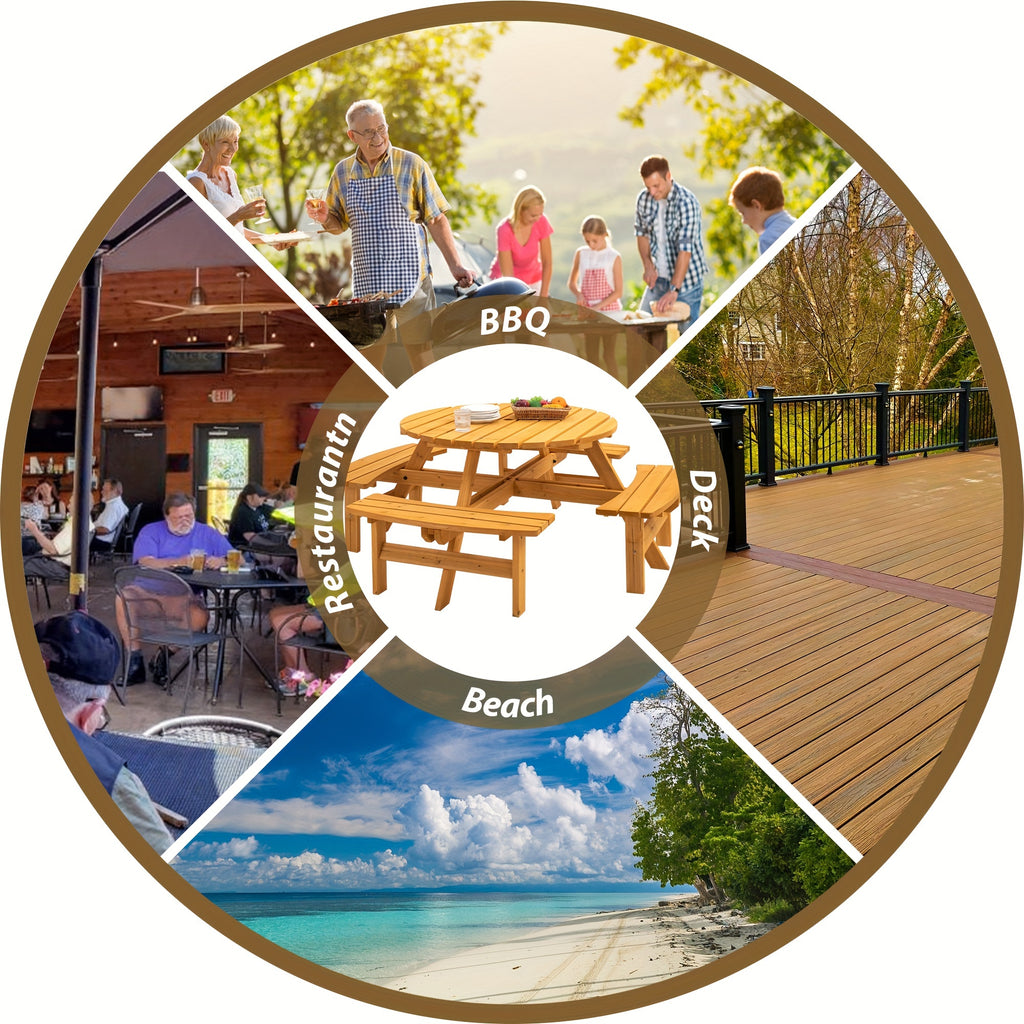 8 Person Wooden Picnic Table