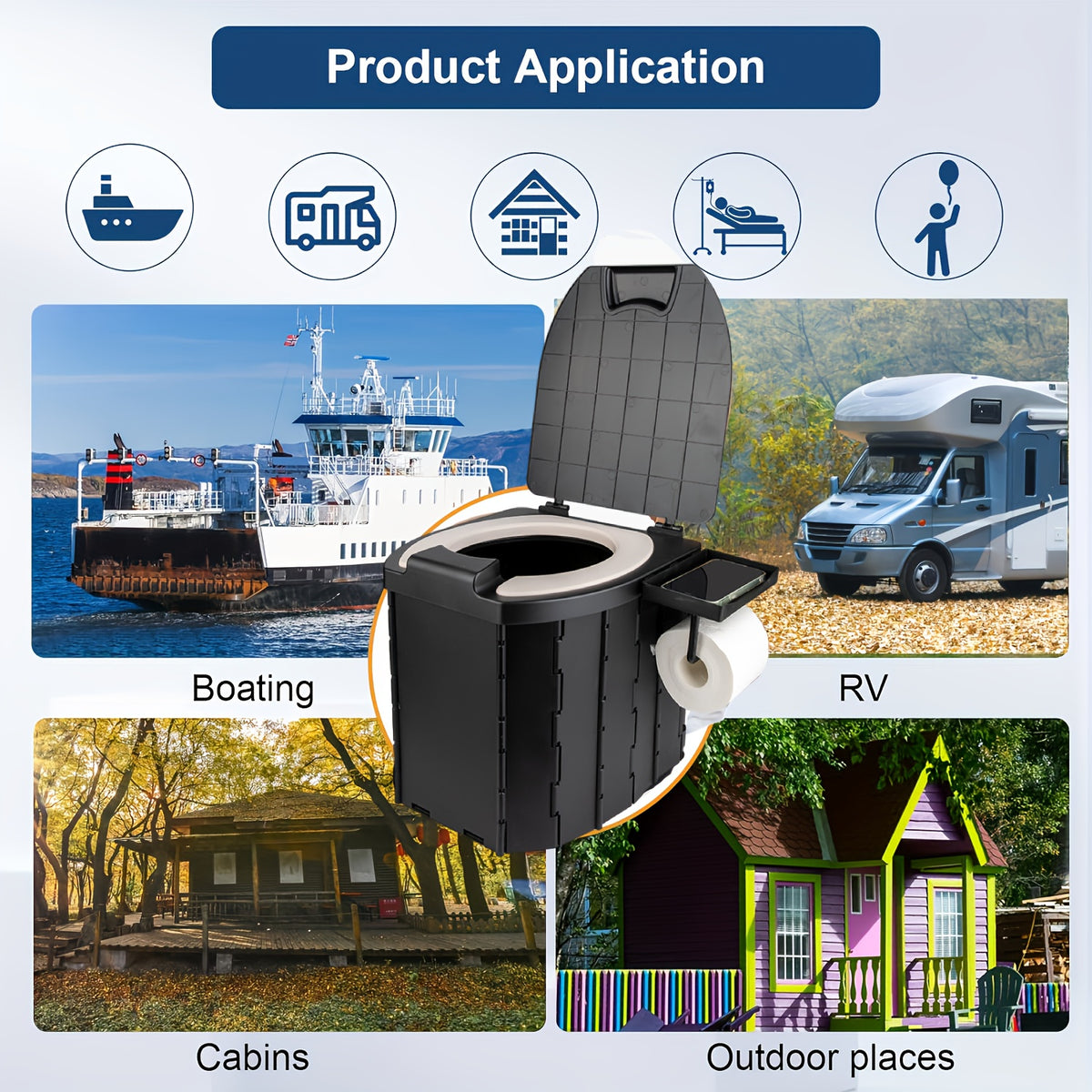 Portable Folding Toilet With PU Seat Cushion