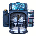 4-Person Insulated Picnic Basket Backpack with Leak-Proof Cooler Compartment