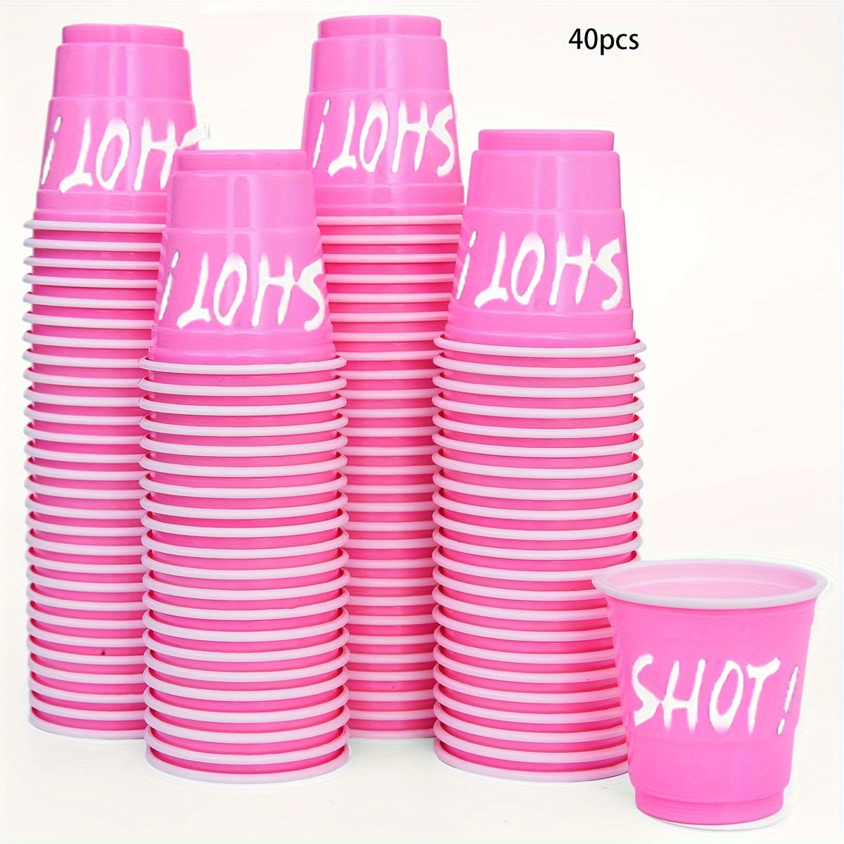 Hot Pink Party Cups, 10/40/60pcs | 2oz, Single Serving