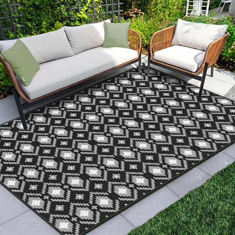Outdoor Rug, Plastic Straw Reversible Mats Waterproof, Portable