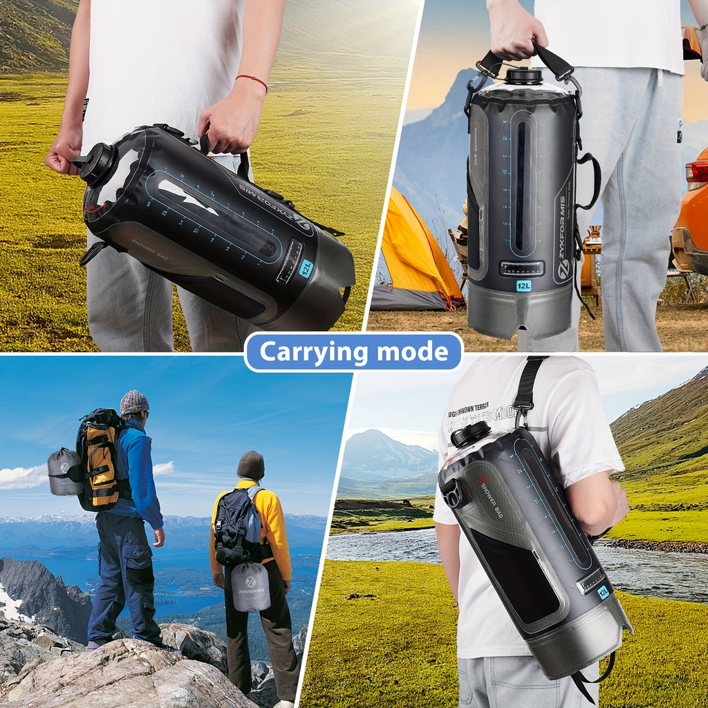 12/20L TPU Portable Camping Shower Bag-Easy Fill with Foot Pump