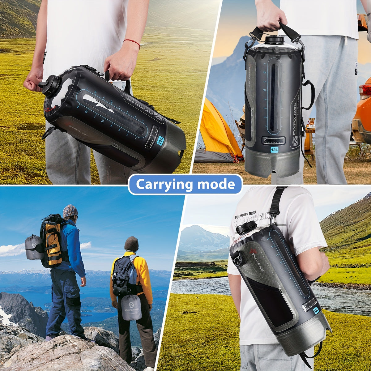 12/20L TPU Portable Camping Shower Bag-Easy Fill with Foot Pump