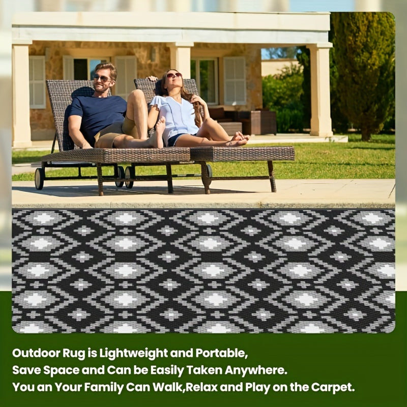 Outdoor Rug, Plastic Straw Reversible Mats Waterproof, Portable