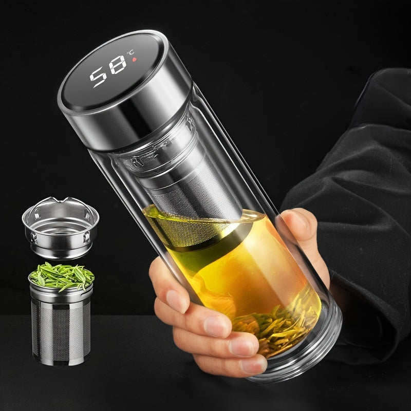 Set Of Double-layered Glass Tea Cups With Tea Filters