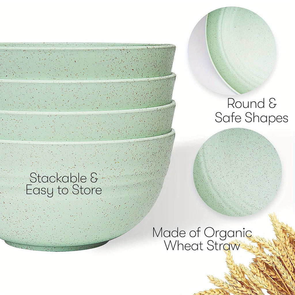 16pcs Unbreakable Wheat Straw Dinnerware Sets, Lightweight Plates Cups And Bowls Sets