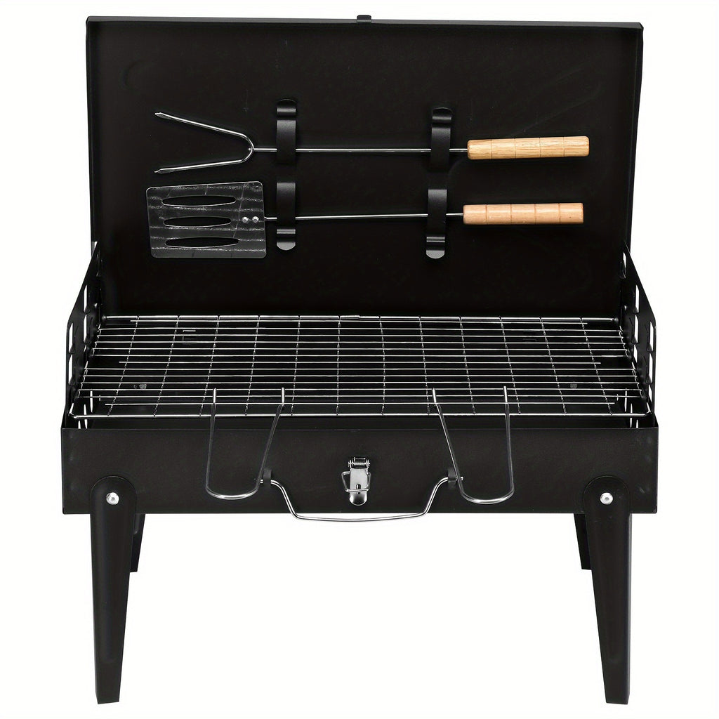 Compact Charcoal BBQ Grill 44x27x7cm - Easy Carry Design