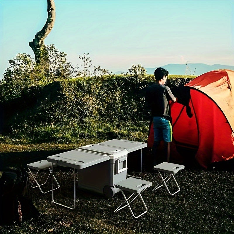 High-Performance Portable Cooler Refrigerator with Instant Chill & Rolling Table
