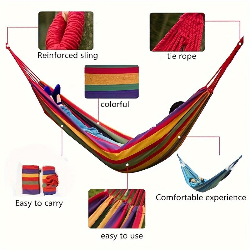 Durable Nylon Hammock with Tree Straps Holds Up to 450lbs