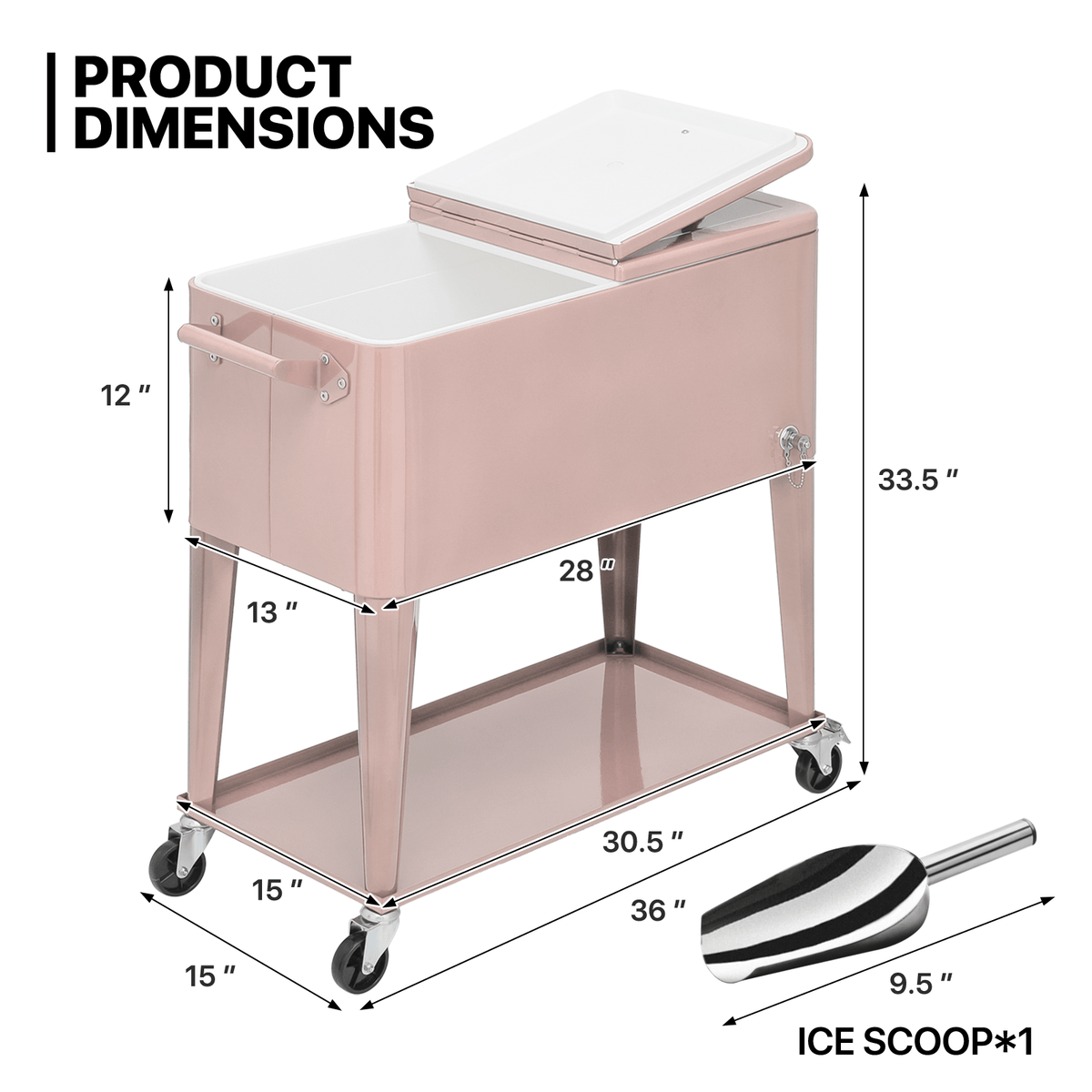 MADOG 80 Quart Rolling Ice Chest Cart