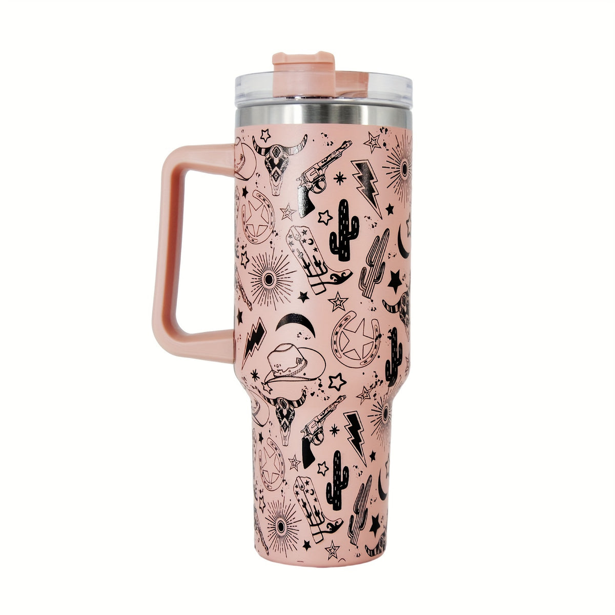 40oz Creative Straw Tumbler  Stainless Steel Handle