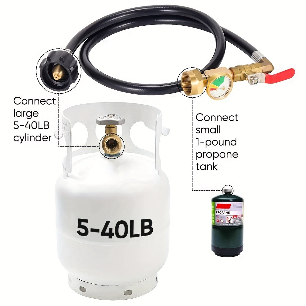 36" Propane Refill Adapter Hose with Pressure Gauge