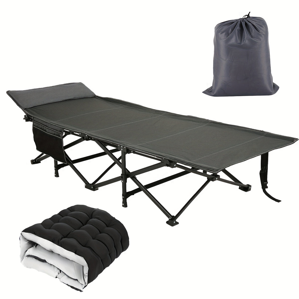Camping Sleeping Cots with cotton-padded/Velvet Mattress, 900lbs