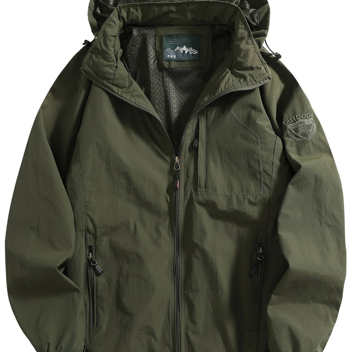 Men's Casual Zipper Pockets Detachable Hooded Windbreaker Jacket, Waterproof