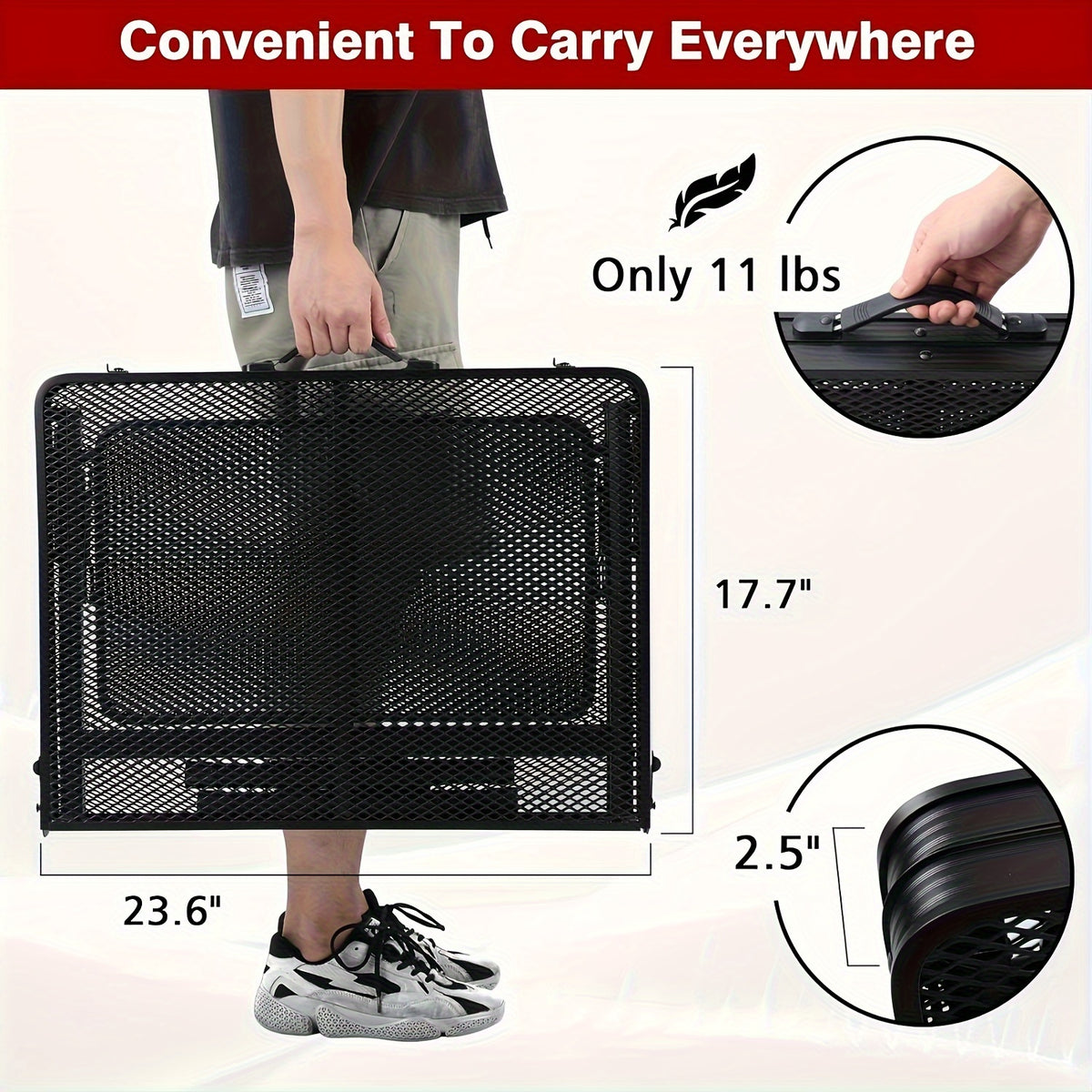 Family Camping Table with 2 Side Frames Folding Metal Grill