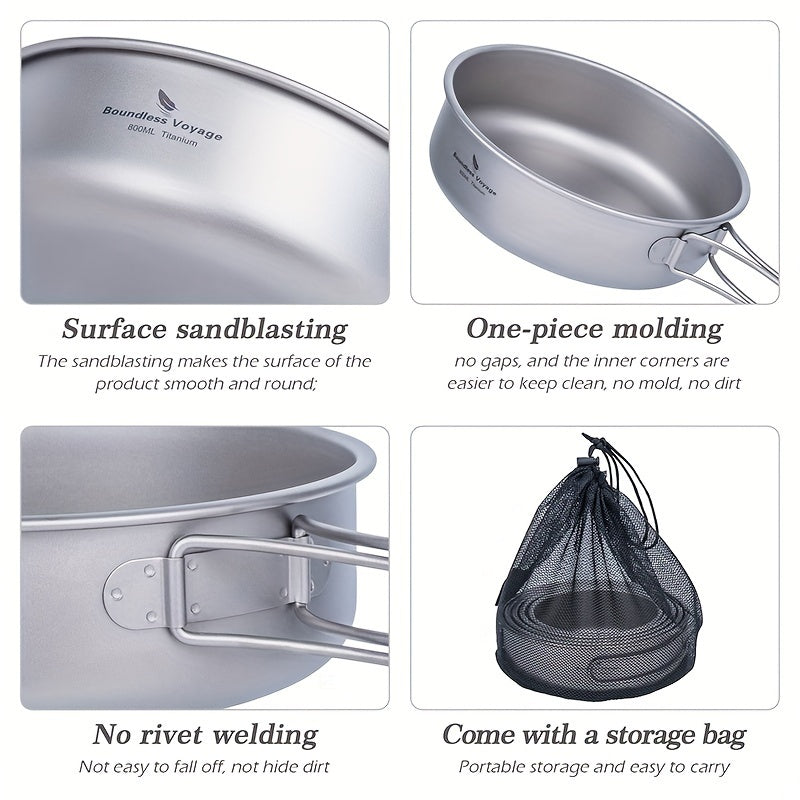 5pcs/set, Titanium Bowl And Pot Set, Foldable