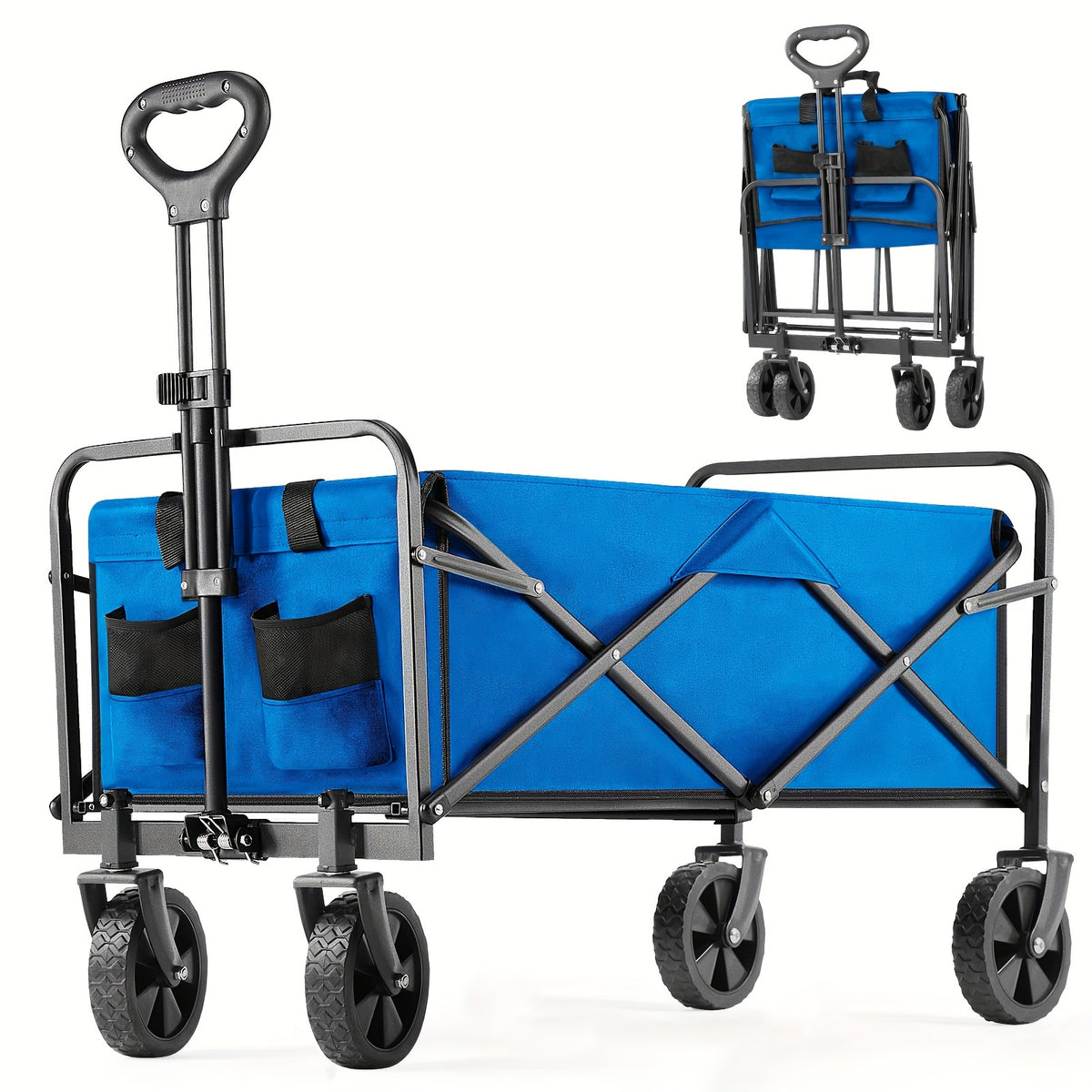 Collapsible Foldable Wagon Cart, Large Capacity with All-Terrain Wheels