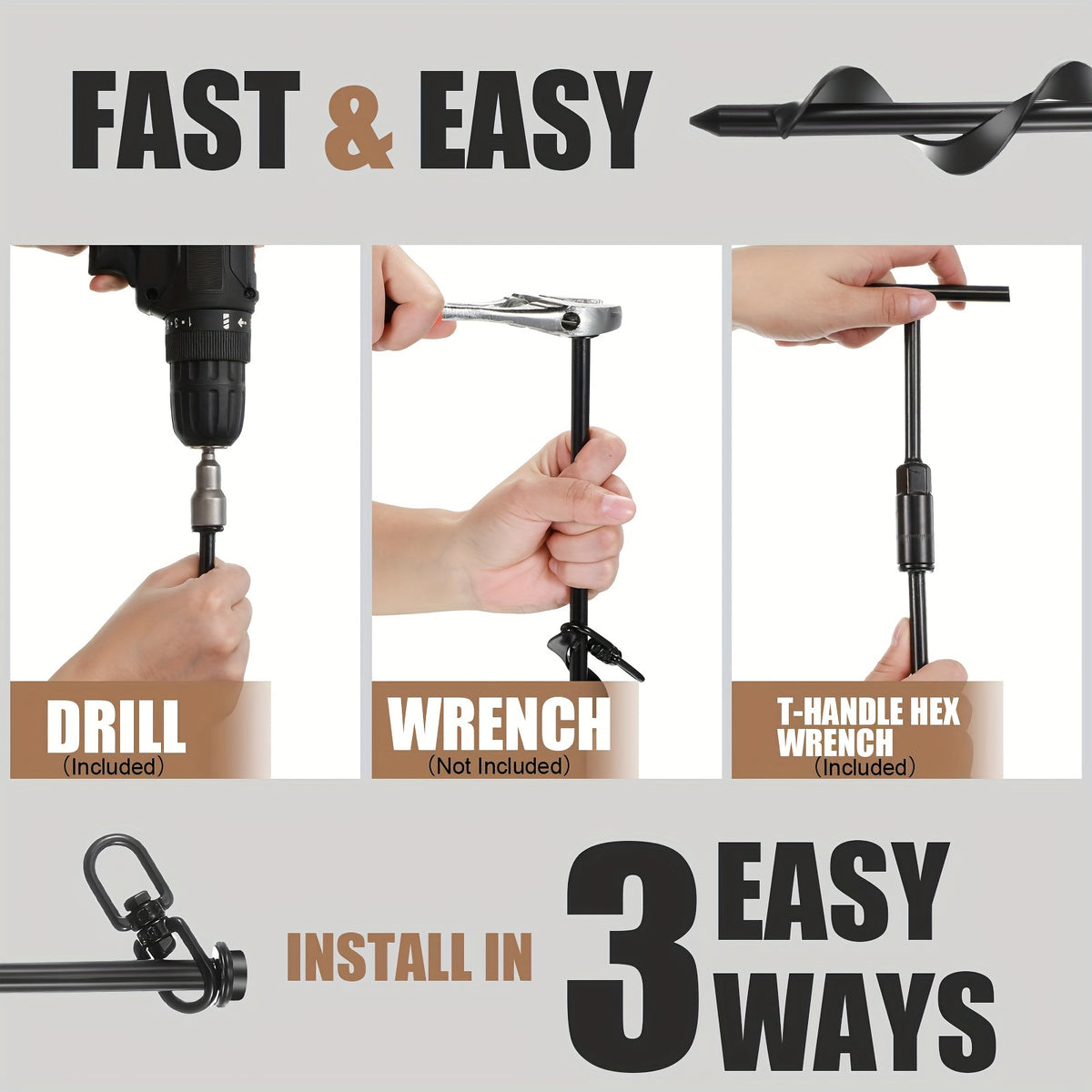 12 Inch Tent Stakes Heavy Duty - Screw in Ground Anchors