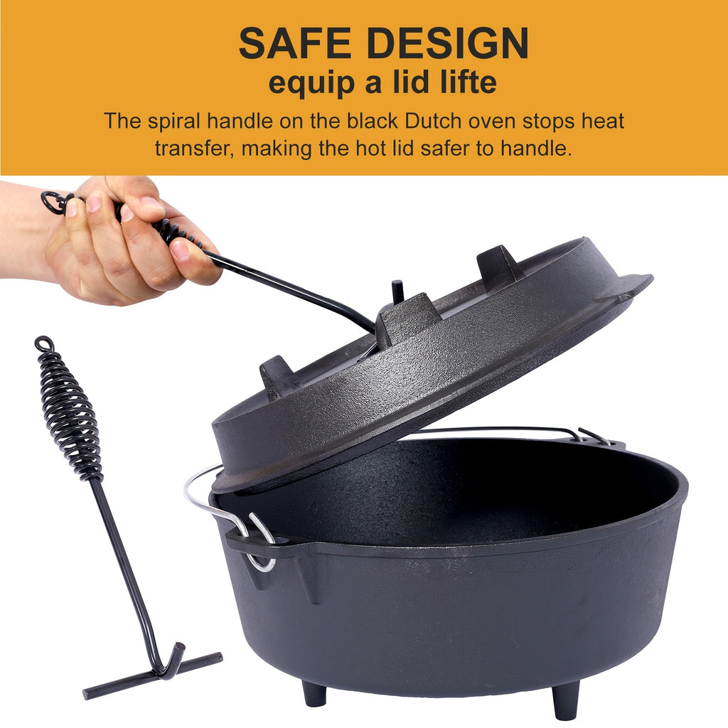 6 Quart Heavy-Duty Pre-Seasoned Cast Iron Dutch Oven with Lid