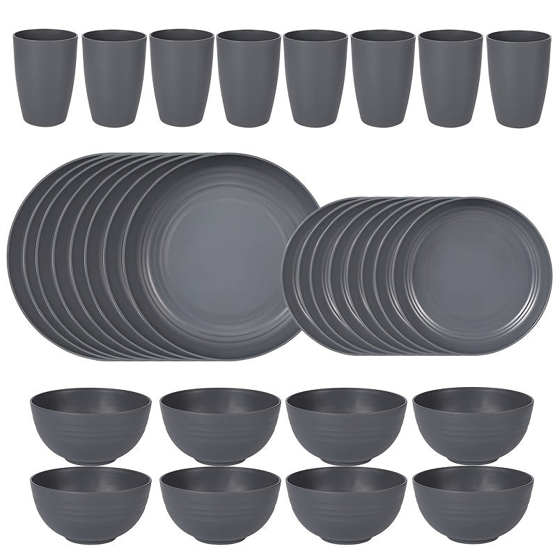 32pcs Gray Wheat Dinnerware Set