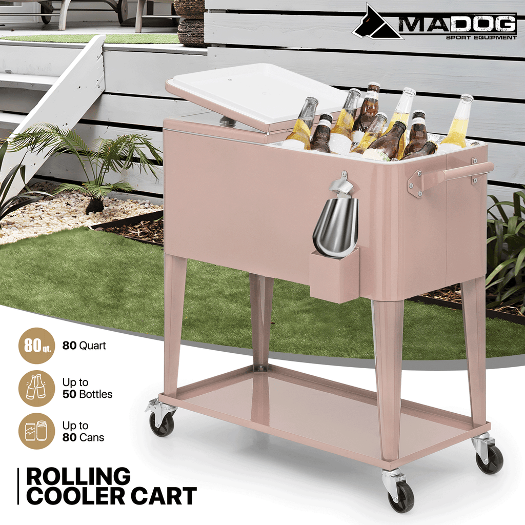 MADOG 80 Quart Rolling Ice Chest Cart