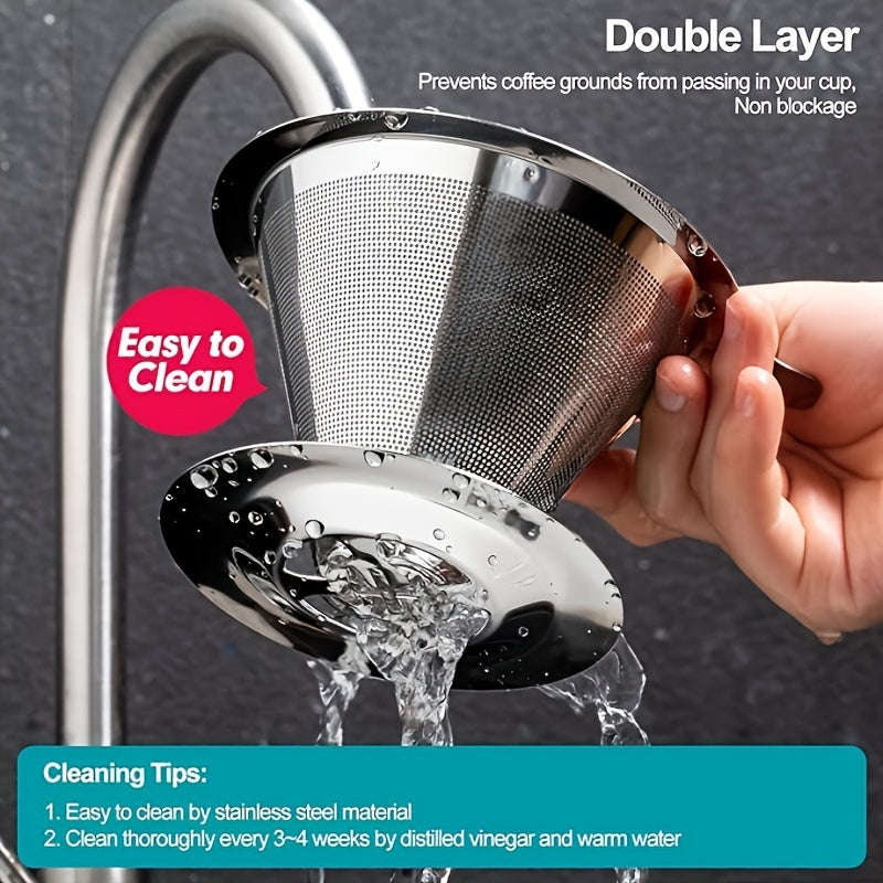 Stainless Steel Reusable Pour-Over Coffee Dripper