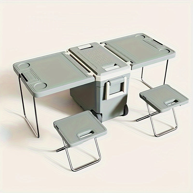 High-Performance Portable Cooler Refrigerator with Instant Chill & Rolling Table