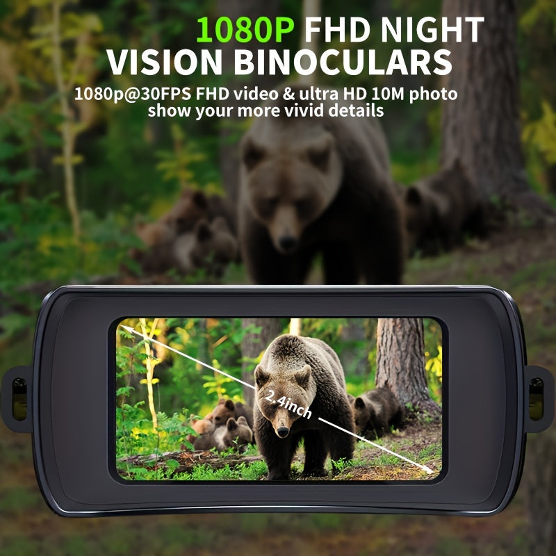 1080p Infrared Night Vision Goggles with 10x Zoom, 7-Adjustments