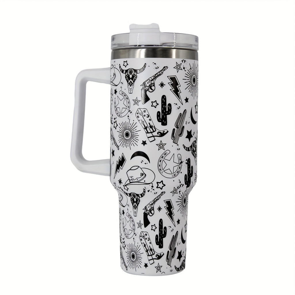 40oz Creative Straw Tumbler  Stainless Steel Handle