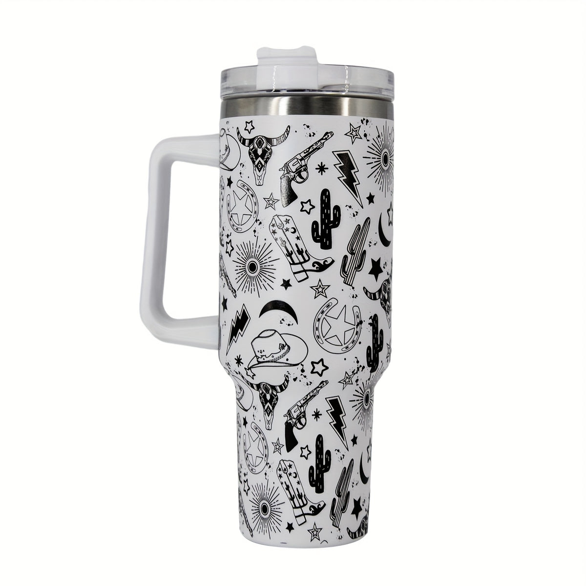 40oz Creative Straw Tumbler  Stainless Steel Handle