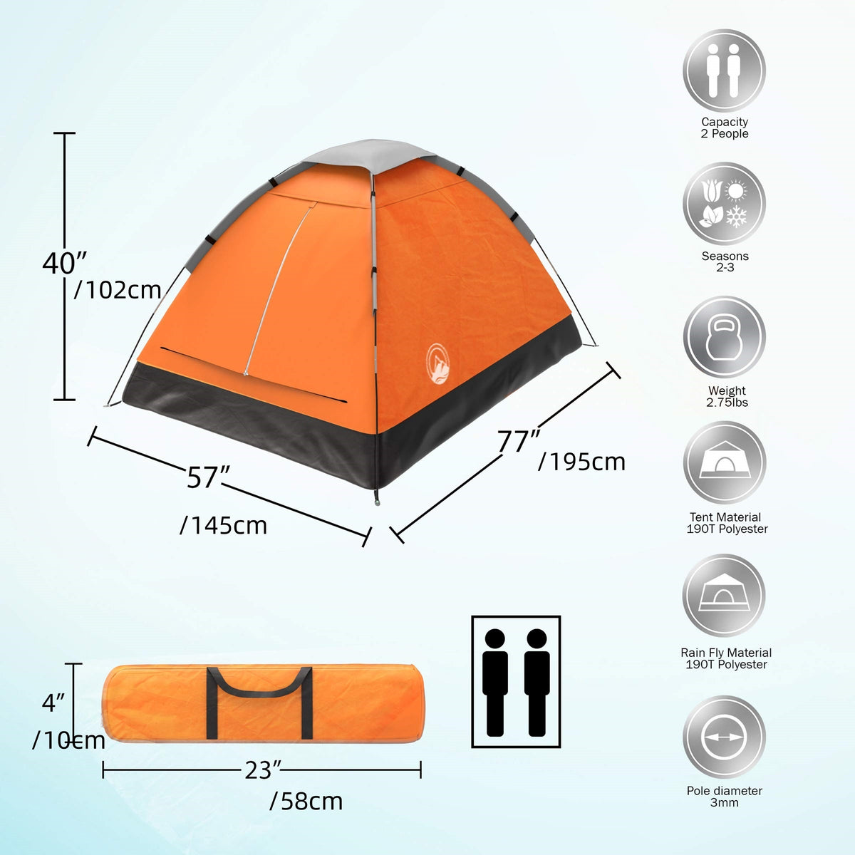 2-Person Camping Tent - Includes Carrying Bag