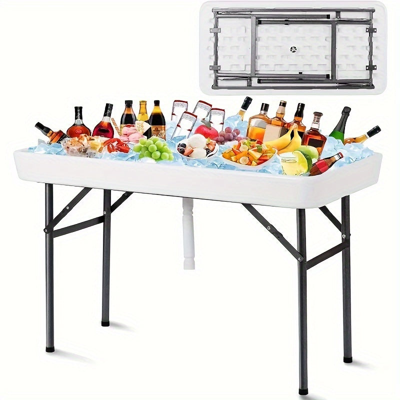 4 Foot Folding Ice Cooler Table With Drain