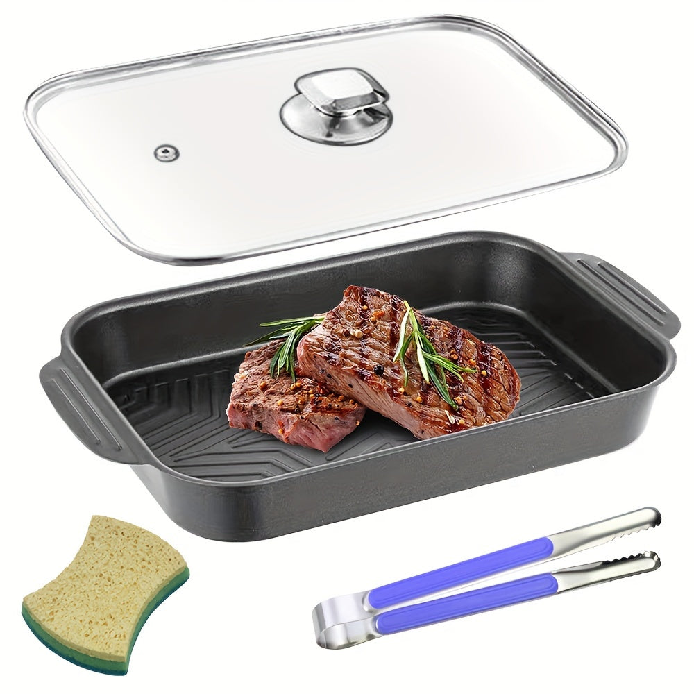 4-piece Non-stick Oven Saucepan, 15.7-inch Baking Pan With Lid