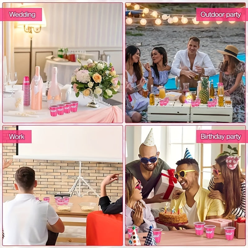 Hot Pink Party Cups, 10/40/60pcs | 2oz, Single Serving