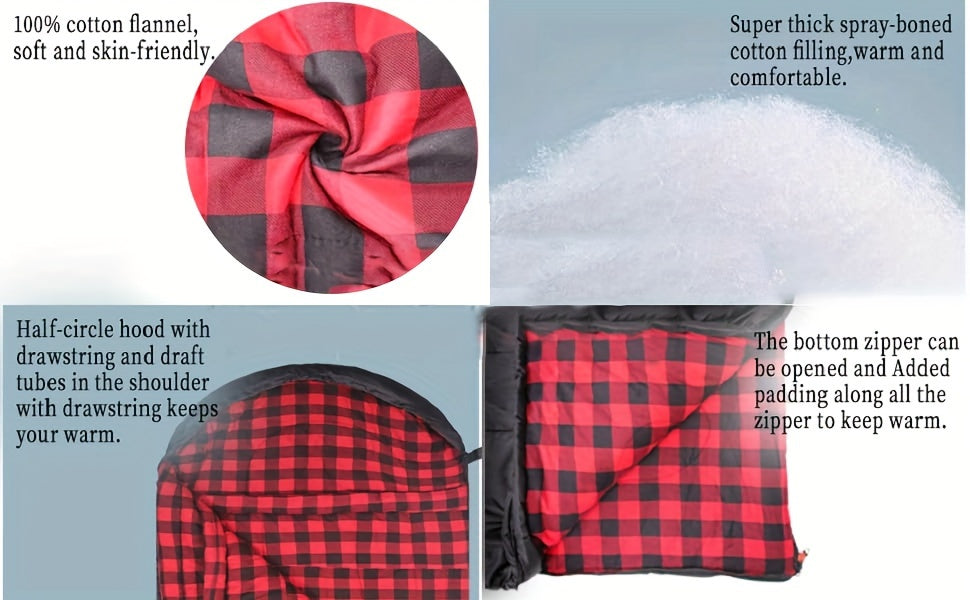 0 Degree Sleeping Bag - 100% Flannel XXL - Adults Big and Tall