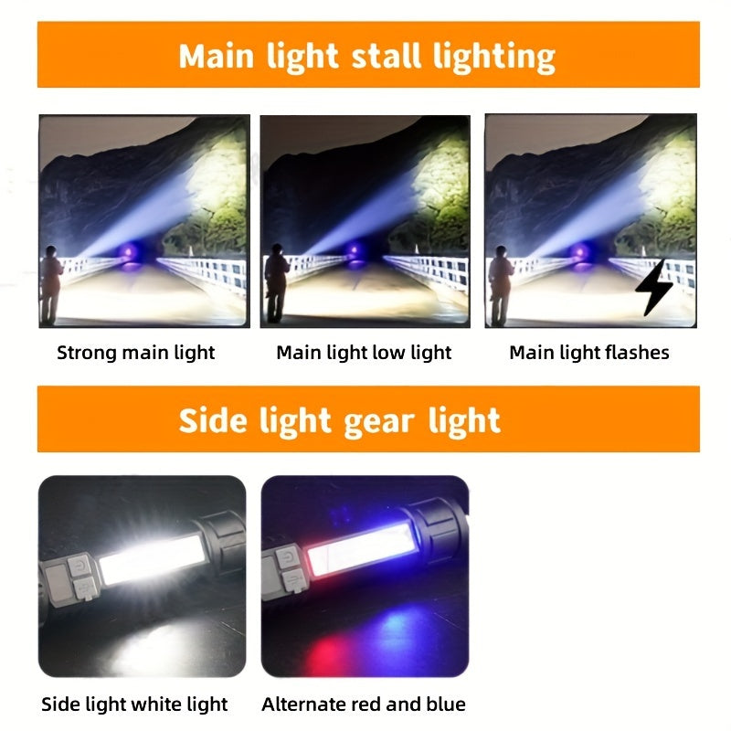Ultra-Bright LED Flashlight with 5 Modes - USB Rechargeable