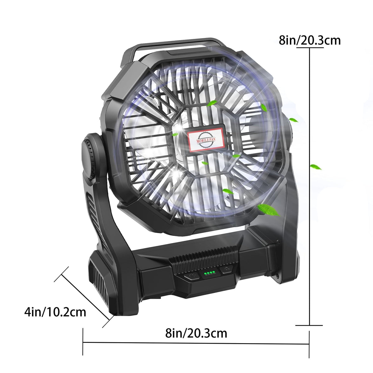 58H Long-Lasting Rechargeable Camping Fan with LED Lantern
