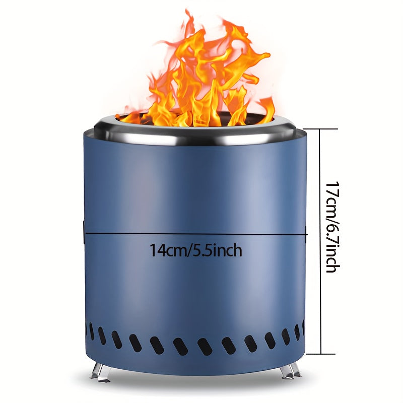 Portable Smokeless Fire Pit - Stainless Steel Wood Burning Fireplace with Removable Ash Pan, Travel Bag, and Stand for Camping and Backyard (5.5inch)