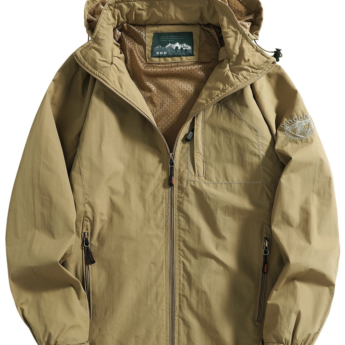 Men's Casual Zipper Pockets Detachable Hooded Windbreaker Jacket, Waterproof