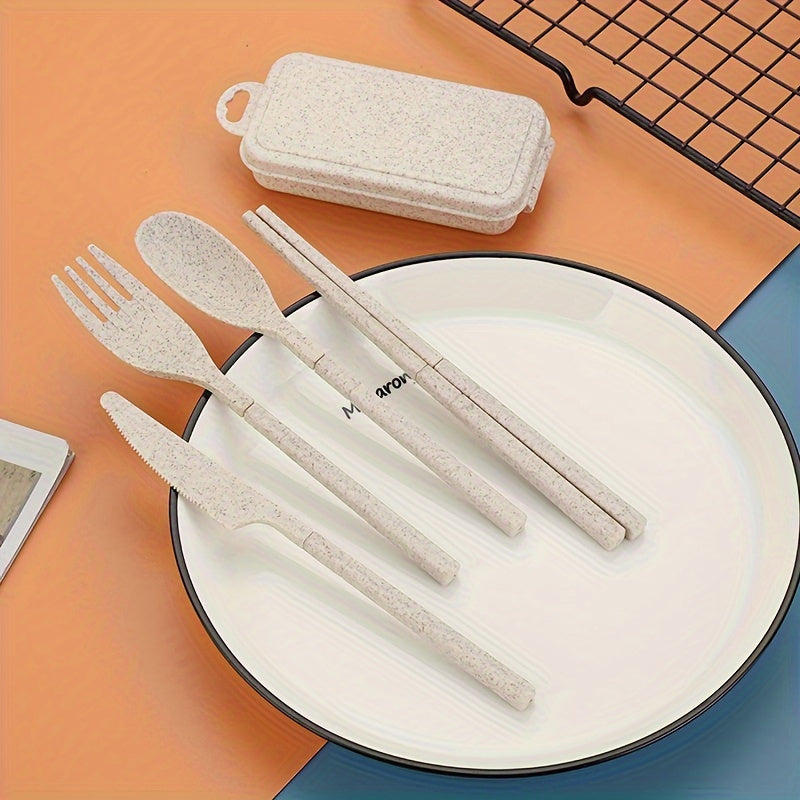 4pcs Outdoor Camping And Travel Cutlery Set With Storage Box