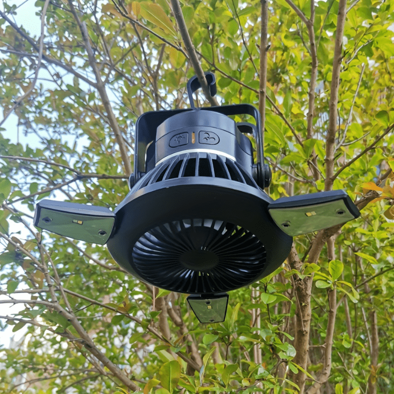 4000mAh Rechargeable Solar Powered Ceiling Fan with LED Lantern