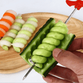 Stainless Steel Spiral Vegetable Slicer - Manual Cutter for Potatoes, Carrots, Cucumbers