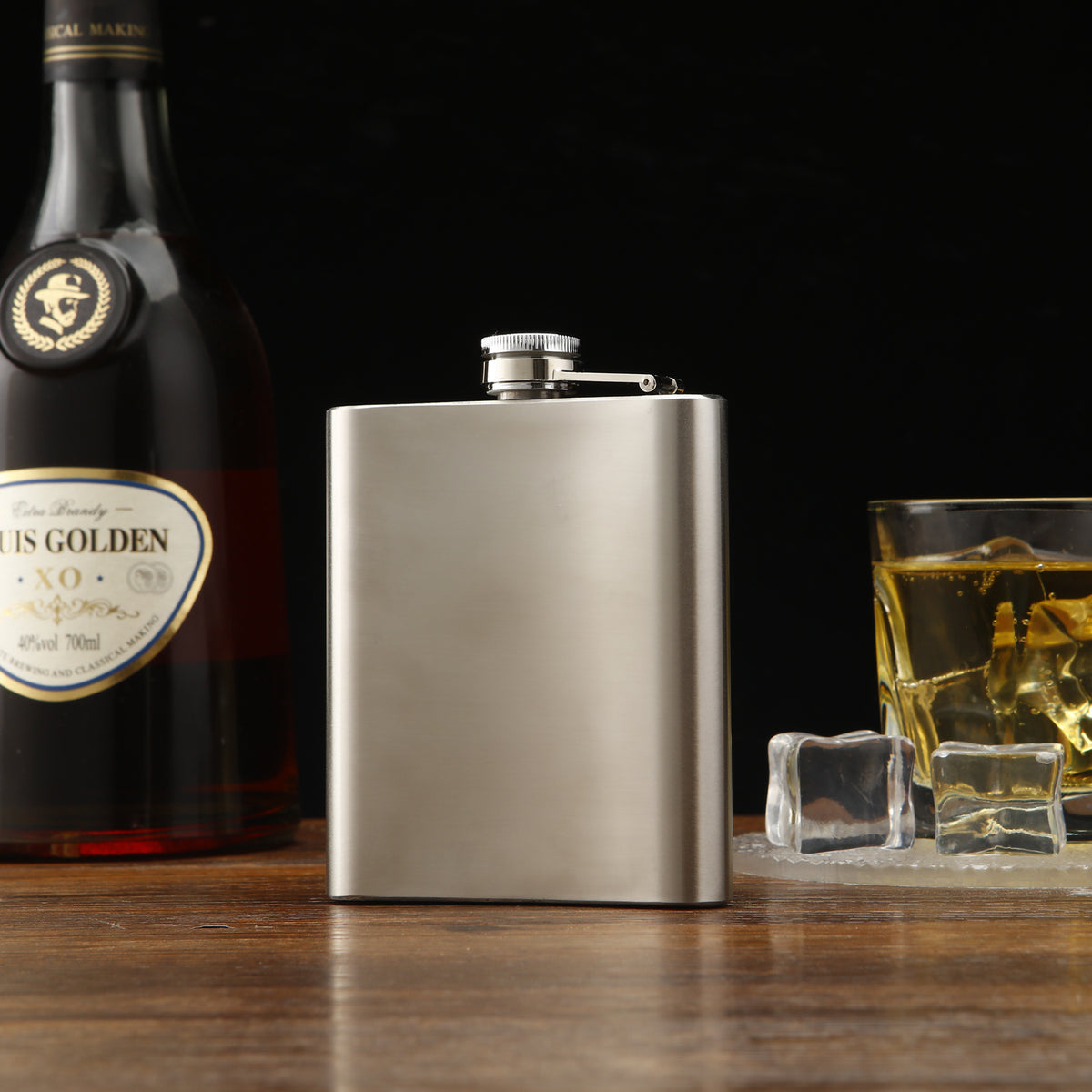 Stainless Steel Flask, Vintage Bull Head