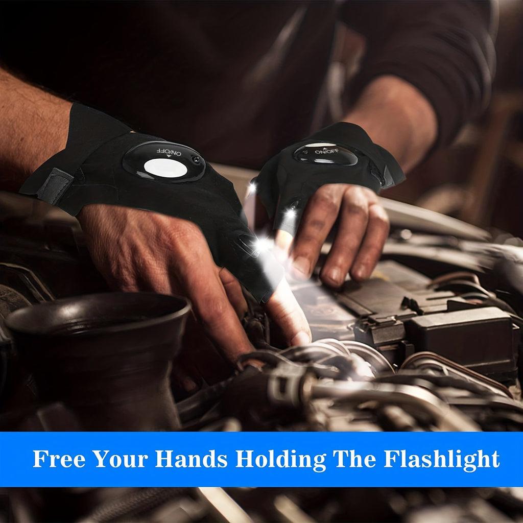 1/2pcs LED Flashlight Gloves - Hands-Free Lights for Camping