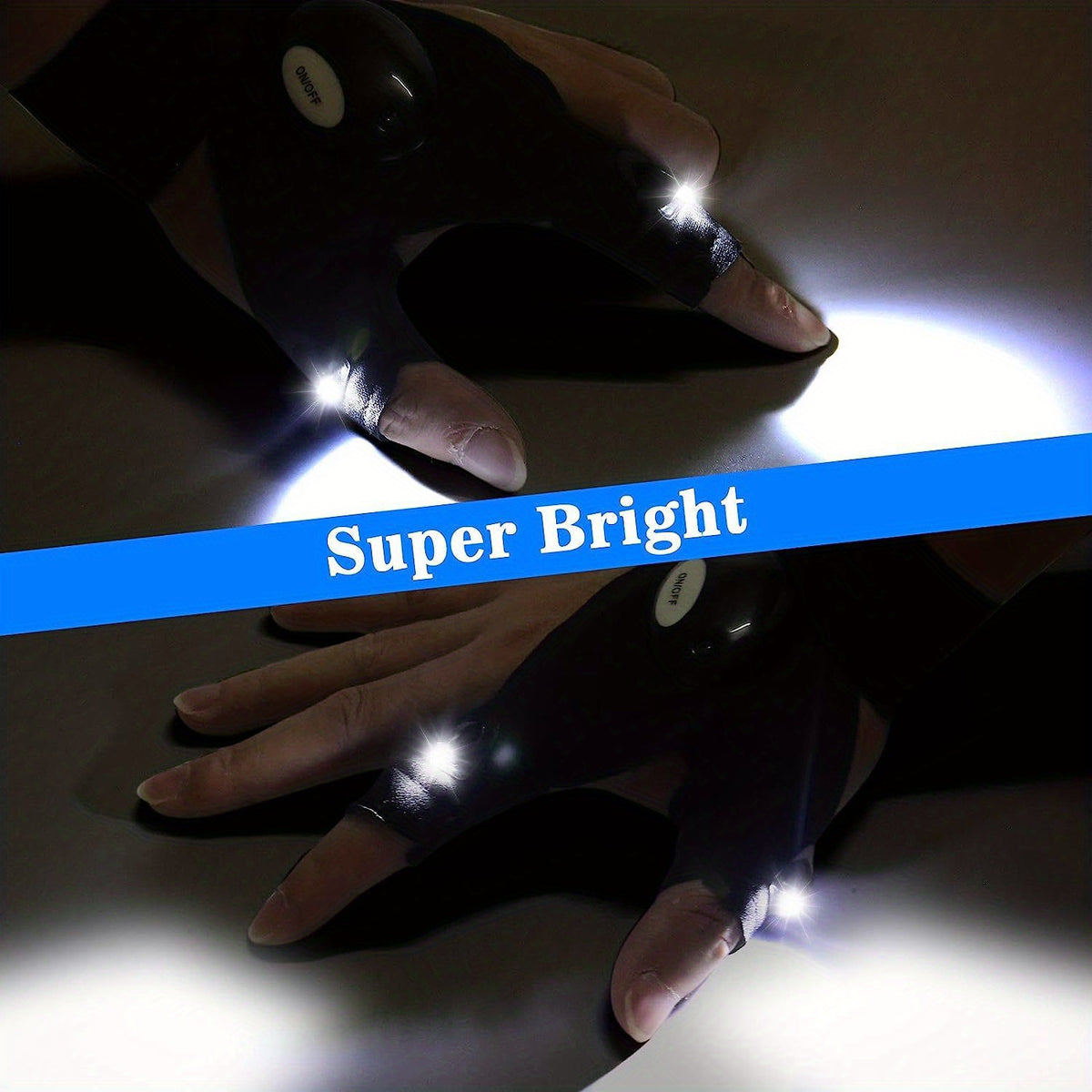 1/2pcs LED Flashlight Gloves - Hands-Free Lights for Camping