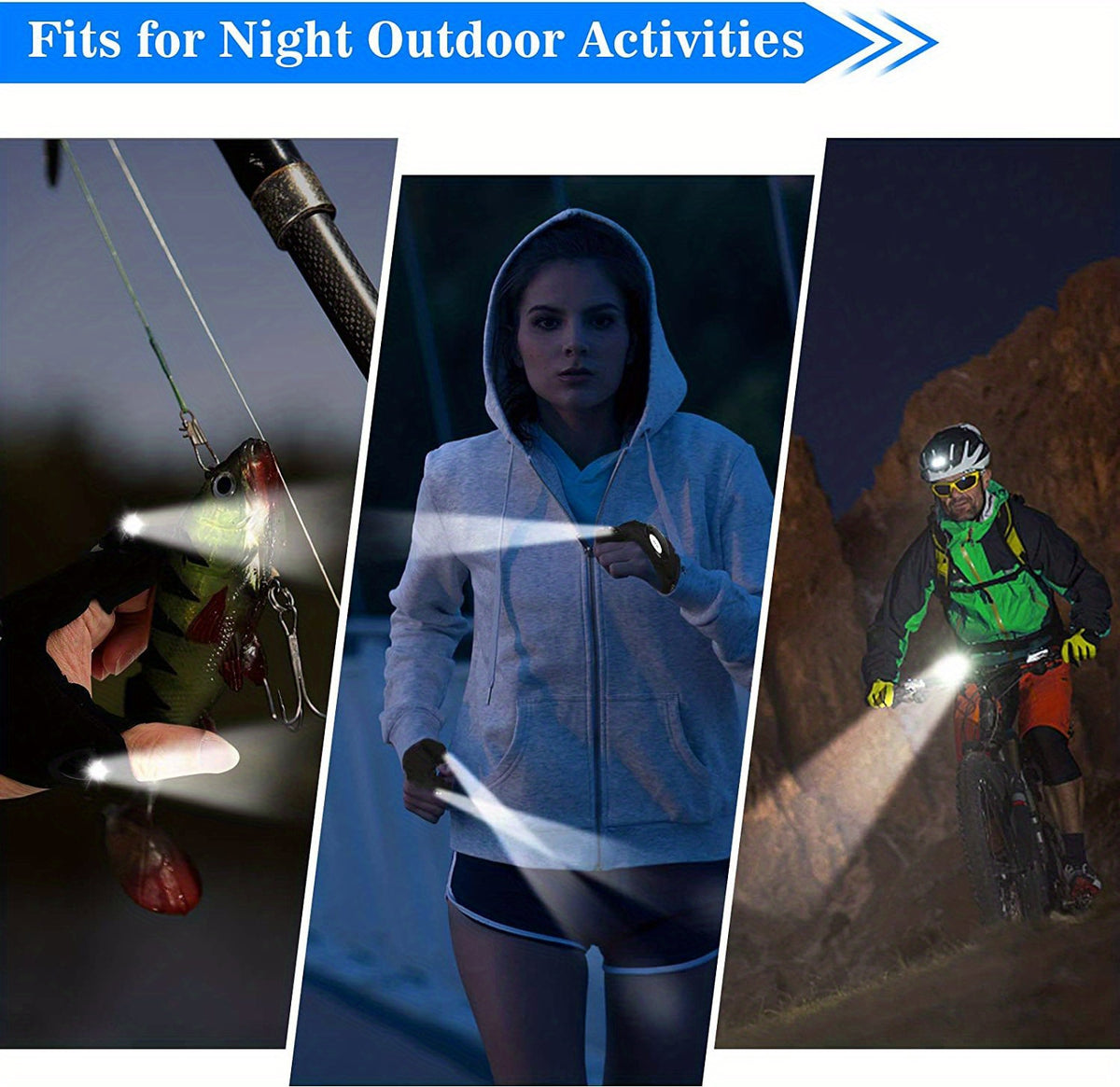 1/2pcs LED Flashlight Gloves - Hands-Free Lights for Camping
