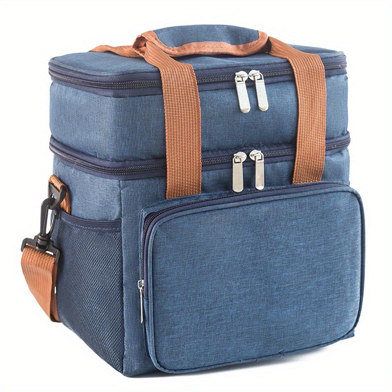 Large Capacity Double Layer Crossbody Lunch Bag - Insulated, Waterproof