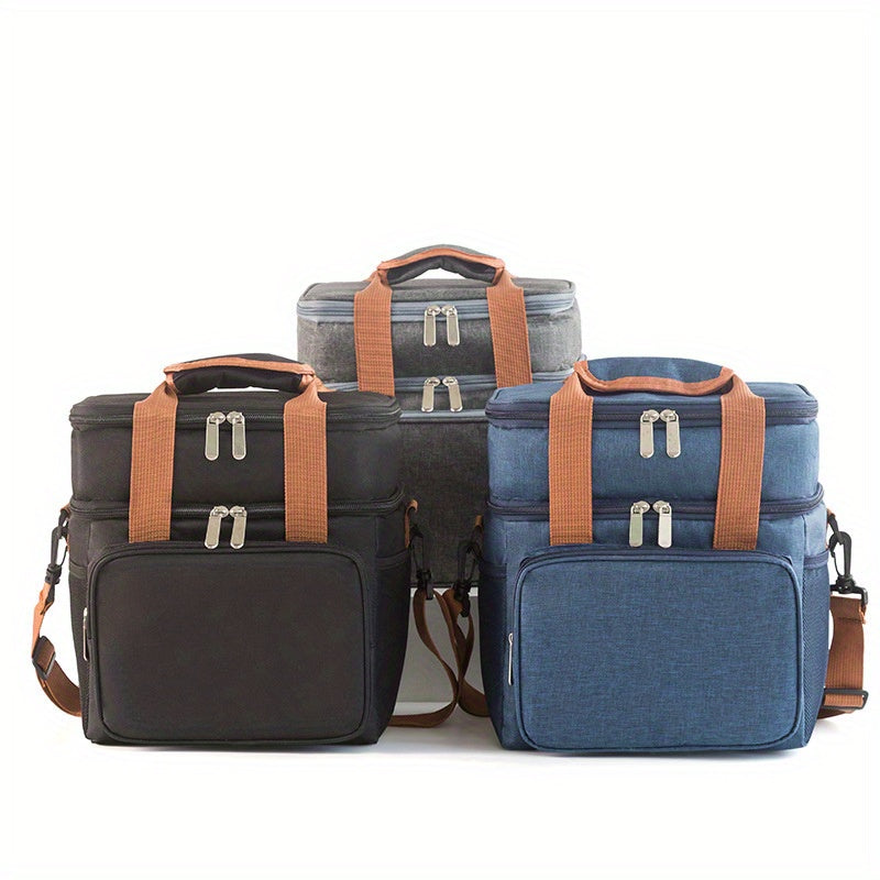 Large Capacity Double Layer Crossbody Lunch Bag - Insulated, Waterproof