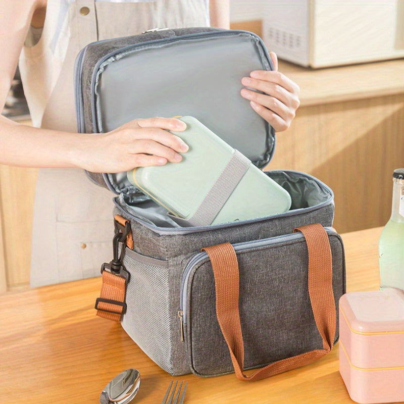 Large Capacity Double Layer Crossbody Lunch Bag - Insulated, Waterproof
