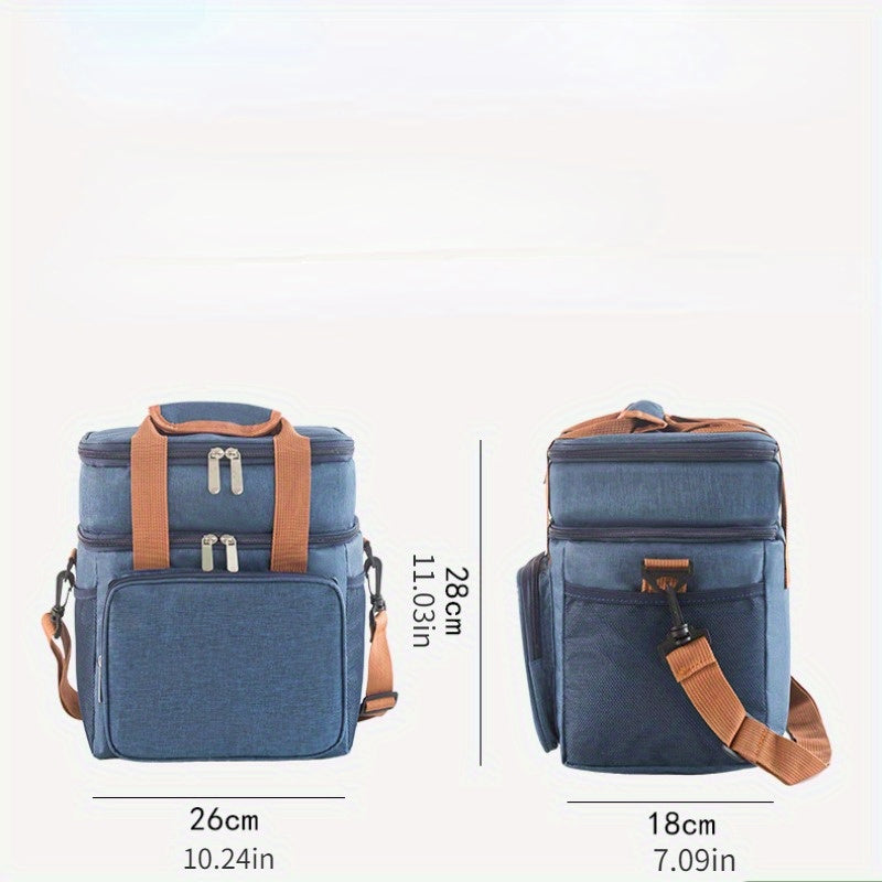 Large Capacity Double Layer Crossbody Lunch Bag - Insulated, Waterproof